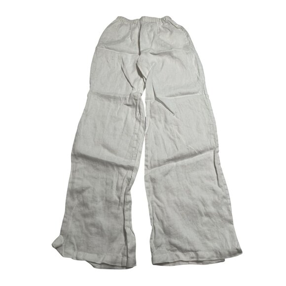 AEXAE Straight Linen Pants in White - Picture 1 of 3